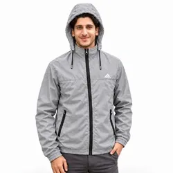 Adidas - Double Layer Windbreaker With Hoodie - Ash