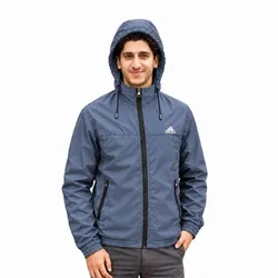 Adidas - Double Layer Windbreaker With Hoodie - Anther Grey