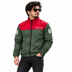 Contrast Windbreaker - Green And Red