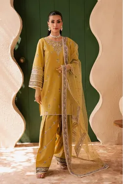 JEENAT - Mehwar - 3 PC Embroidered Dress 