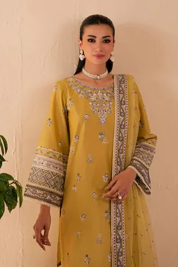 JEENAT - Mehwar - 3 PC Embroidered Dress 