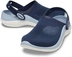 Black & Gray Crocs-Style Clogs—Breathable Comfort with White Sole