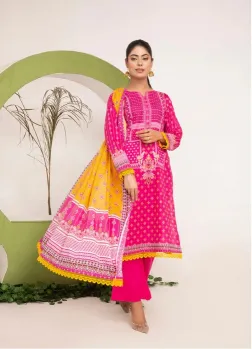 ZELLBURY - Chunri Digital Printed Slub Lawn UNSTITCHED 1