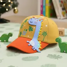 Dino Fun Kids Baseball Cap –Yellow & Orange (Ages 3–8 Years)