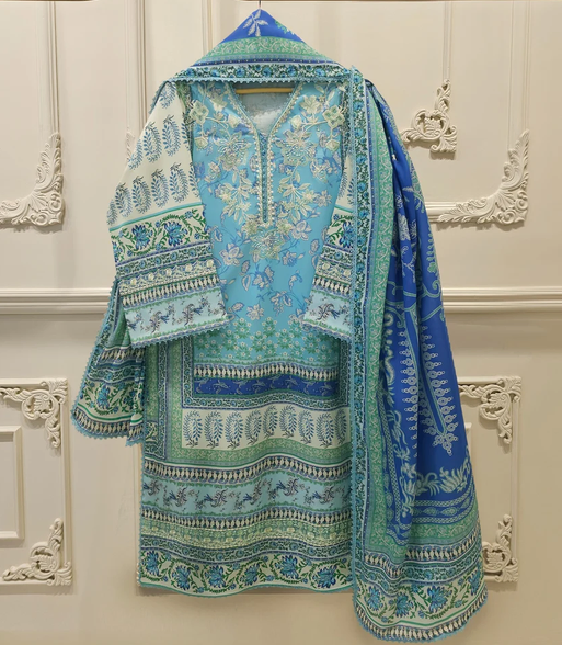 AGHA NOOR | 2 PIECE – EMBROIDERIED & DIGITAL PRINTED COTTON SUIT | S115580