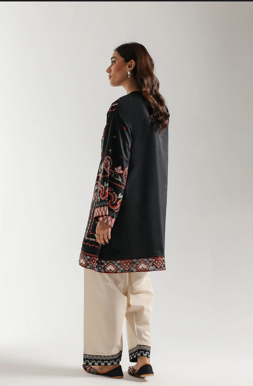 ETHNC | SHIRT - V-NECKLIEETHNC-EMBROIDERED SUIT E - WIDE SLEEVES - MID LENGTH  SHALWAR - STRAIGHT FIT - REGULAR LENGTH