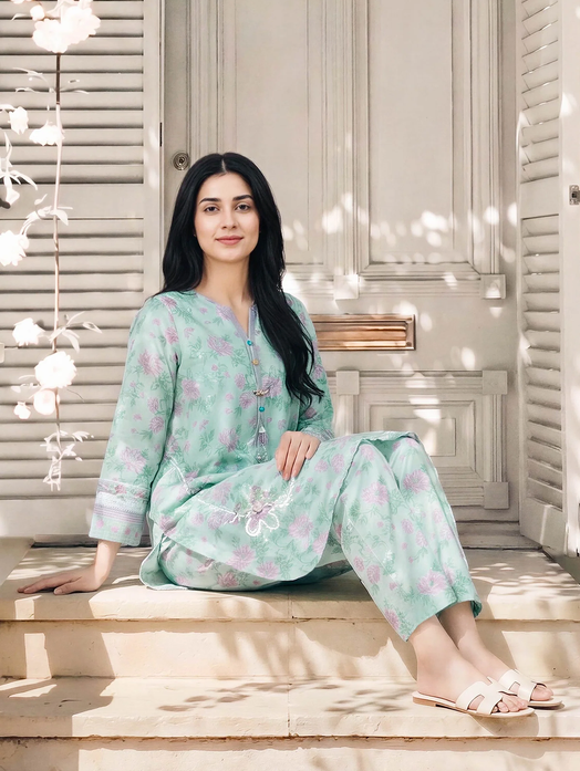 LIMELIGHT | 2 Piece Lawn Slub Suit- Embroidered (Pret)