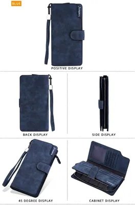 Men's & Women's Bifold Long Wallet With Card Slots Sky Blue