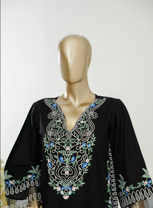 AMNA KHADIJA - Nush Aira by Amna Khadija Embroidered Cotton Stitched 2 Piece Co-ord Set - AKPNA-10 - AKP26AANK - Black - Summer Collection