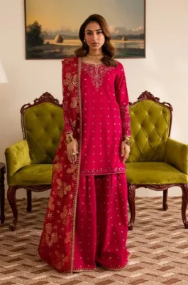 BATIK -  SHARARA COTTON EMBROIDERY - -3 PIS