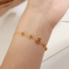  Rose Pattern Gold Plated Bracelet