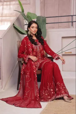 AL - UMER BY DRESSLINE - 3 Piece Embroidered Luxury Chiffon Gharara Collection 4