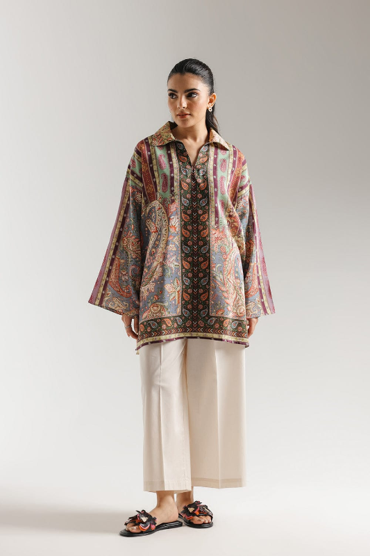 ETHNC PRINTED KURTI | Pale Green -relax-fit stitched