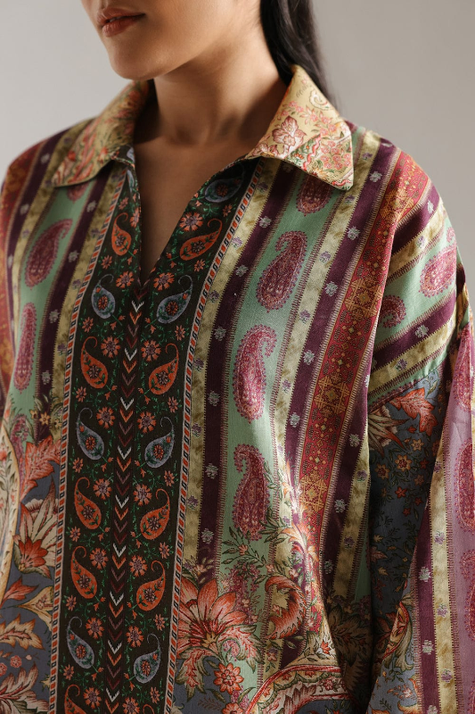 ETHNC PRINTED KURTI | Pale Green -relax-fit stitched