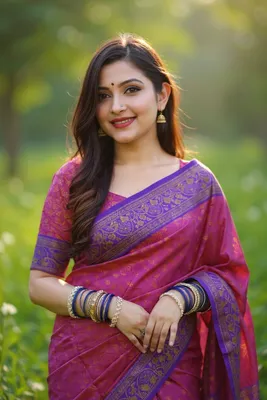 কাঞ্চিপুরম সফট সিল্ক শাড়ী ব্লাউস পিস সহ 