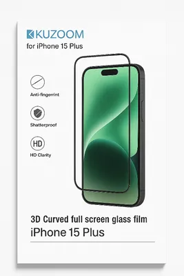 KUZOOM Premium Tempered Glass Screen Protector for iPhone 15 Plus Shatterproof Full Coverage