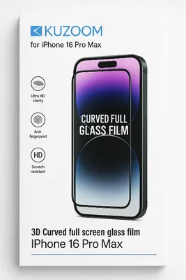 KUZOOM Premium Tempered Glass Screen Protector for iPhone 16 Pro Max Shatterproof Full Coverage