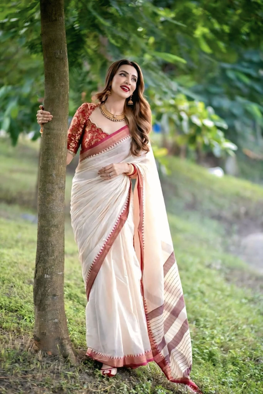 ✨ আড়ং কটন শাড়ি সাদা  ✨