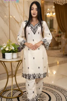 Honey While // Premium Embroidery Work Cotton Fabric // Co-Ord’s 2PCS Set