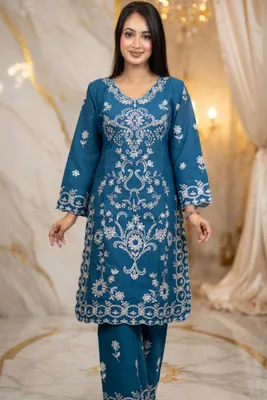 Butterfly Hues // Premium Embroidery Work Cotton Fabric // Co-Ord’s 2PCS Set
