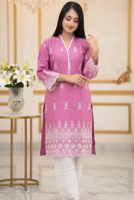 Powder Pink // Chikenkari Work Embroidery Work Cotton Fabric // Co-Ord’s 2PCS Set