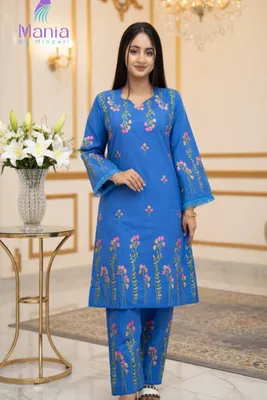  Royal Sapphire// Premium Embroidery Work Cotton Fabric // Co-Ord’s 2PCS Set