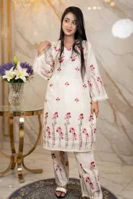 Vanilla Royale// Premium Embroidery Work Cotton Fabric // Co-Ord’s 2PCS Set