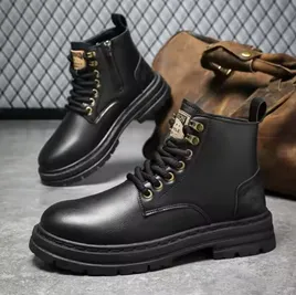 Retro Leather Workwear Style Boots