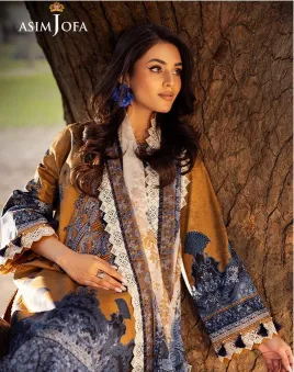 ASIM JOFA - PRINTED EMBROIDERED LAWN 3 PC UNSTITCHED