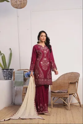 AL - UMER BY DRESSLINE - 3 Piece Embroidered Luxury Chiffon Gharara Collection 3