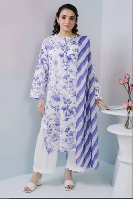 Zelburry- 2 Piece, printed kurta dupatta set - 2102