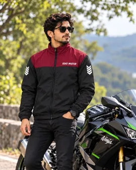 Contrast Windbreaker - Maroon And Black