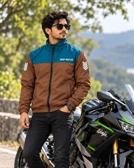 Contrast Windbreaker - Brown And Blue