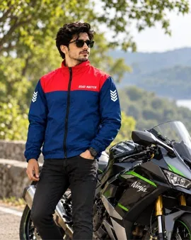 Contrast Windbreaker - Blue And Red