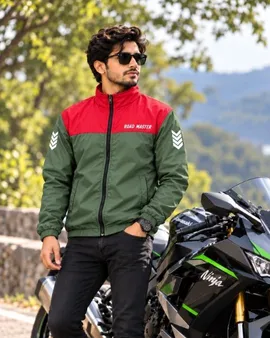 Contrast Windbreaker - Green And Red
