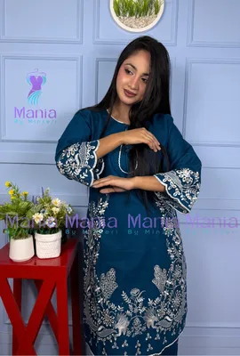 Blue Charm // Soft U-Cut Slub Cotton Fabric // Co-Ord’s 2PCS Set