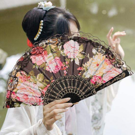 Vintage Flower Lace Folding Fan