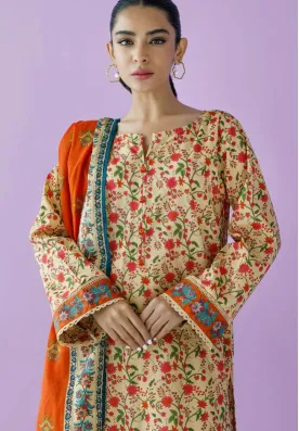 ORIENT - Unstitched 3 Piece Printed Lawn Shirt , Cambric Pant and Lawn Dupatta
