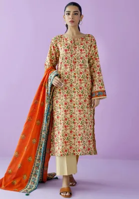 ORIENT - Unstitched 3 Piece Printed Lawn Shirt , Cambric Pant and Lawn Dupatta