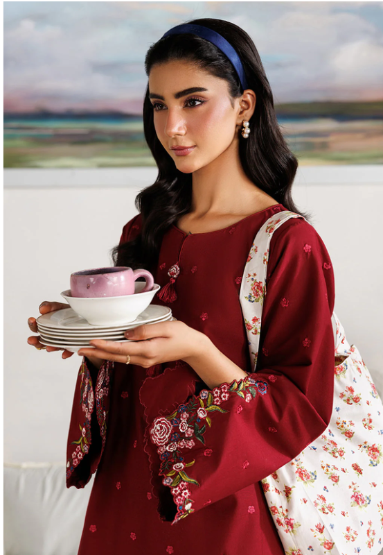 IZNIK 2 PIECE , DYED LAWN . SHORT SHIRT. TROUSER: (PRINTED LAWN)