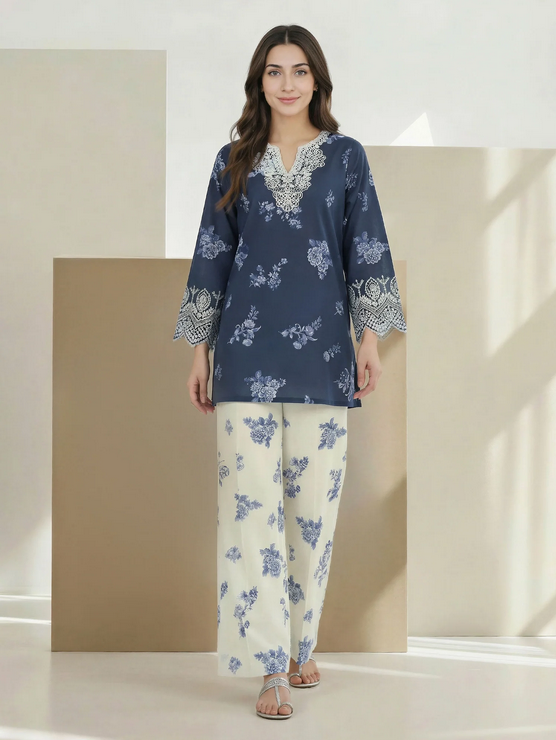 LIMELIGHT - Cambric Co-ord Set- Embroirdered 2 PIECE