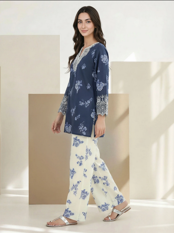 LIMELIGHT - Cambric Co-ord Set- Embroirdered 2 PIECE