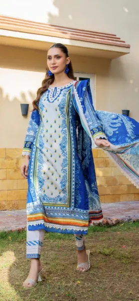 Pakistani Original Guladhar Premium Cambric Cotton Stitched 3pcs _ Beige