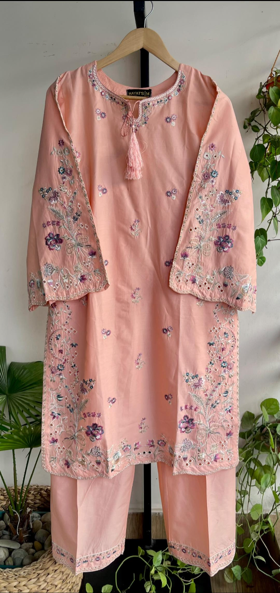 Original Pakistani Hayat’s Cotton Embroidered Stitched 2Pcs _ Pink