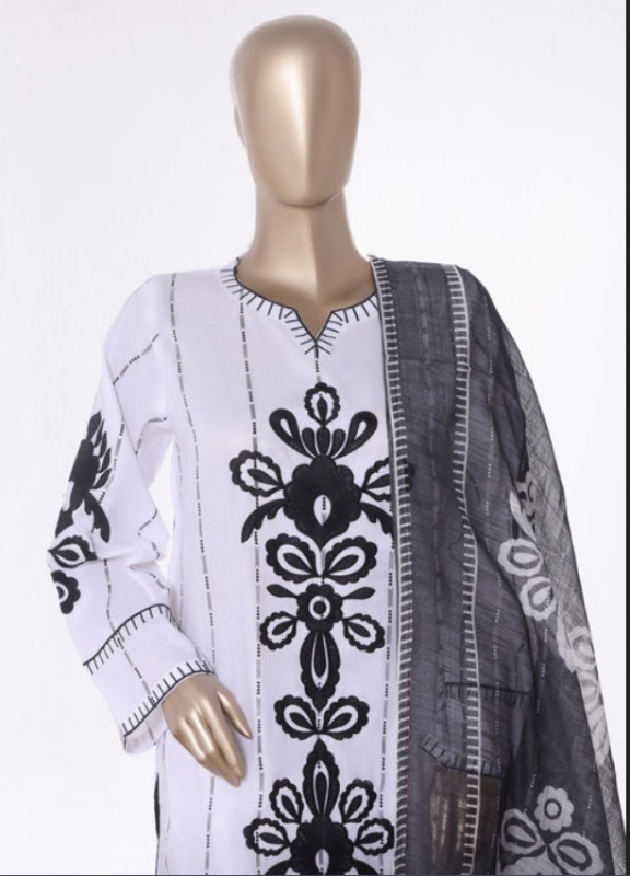KHOMBI -  3 Piece Cotton Embroidered Dress