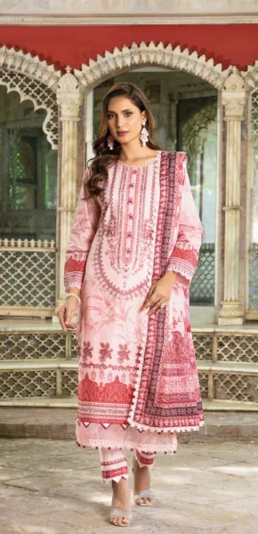 Pakistani Original Guladhar Premium Cambric Cotton Stitched 3pcs _ Peach