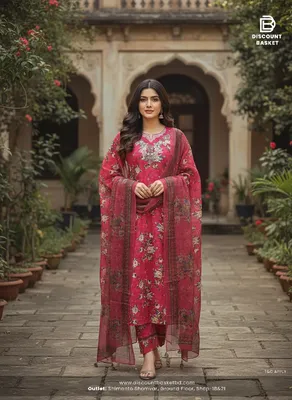 Elegant Jimicho Fabric Party Wear with Stone & Embroidery