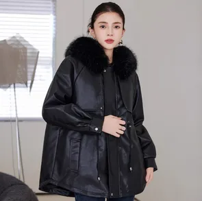 Women’s Classic Velvet-Finish Fur Collar Coat