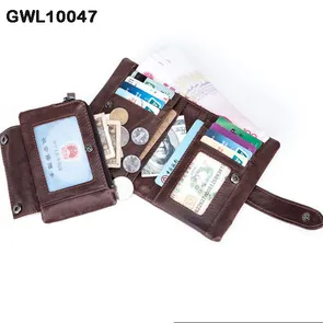 Men's Genuine Leather Short Vertical Multi-Function Detachable Wallet