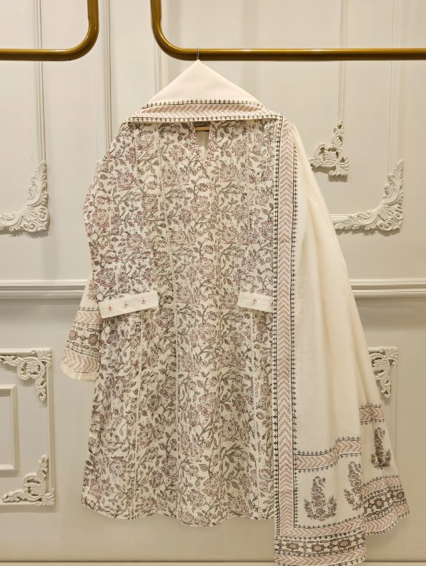 AGHANOOR -  3 Piece - Hand Block Printed Kora Cotton Suit